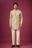 Champagne Beige Mirrorwork Heritage Kurta Set