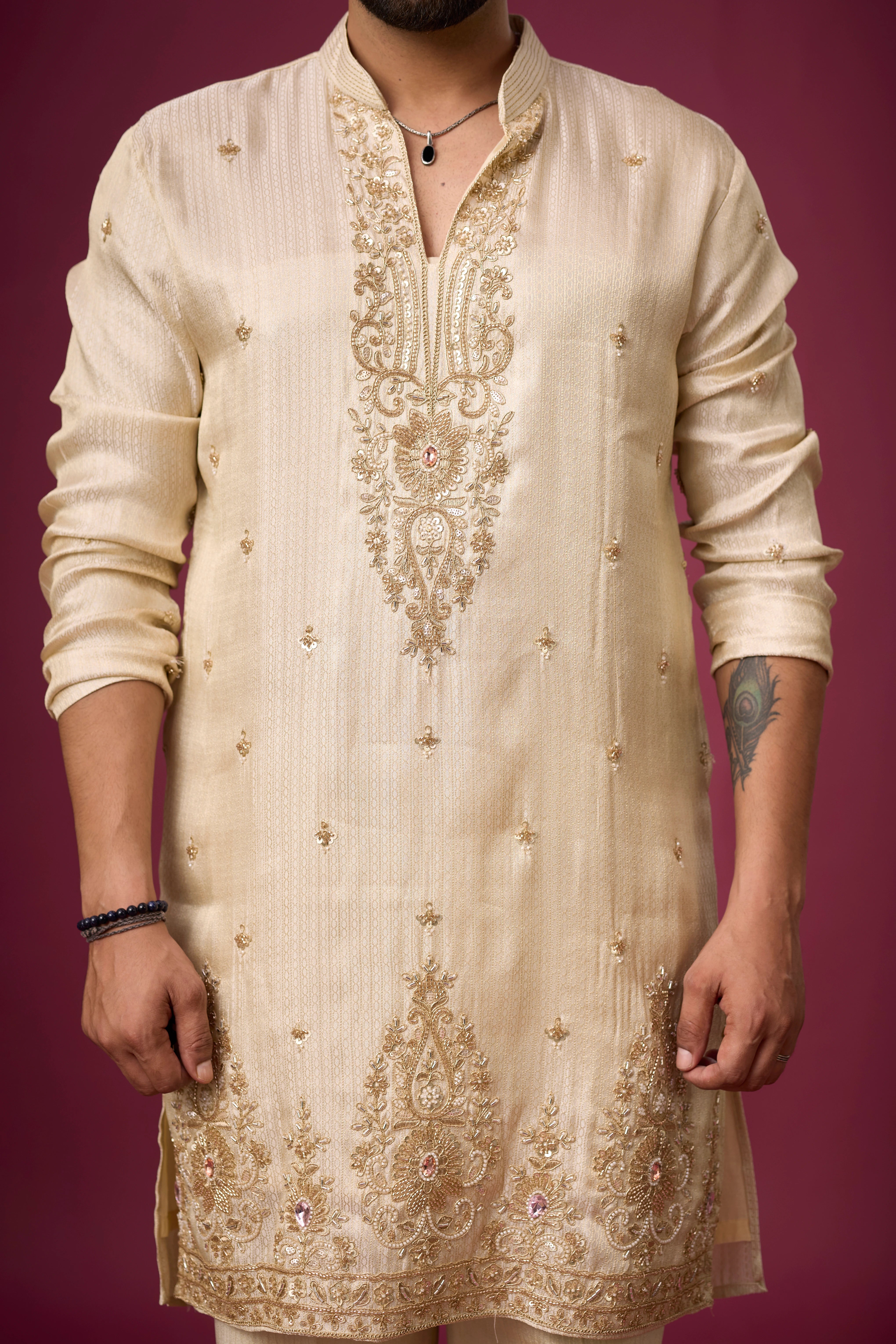 Ivory Regal Ornate Embroidered Kurta Set