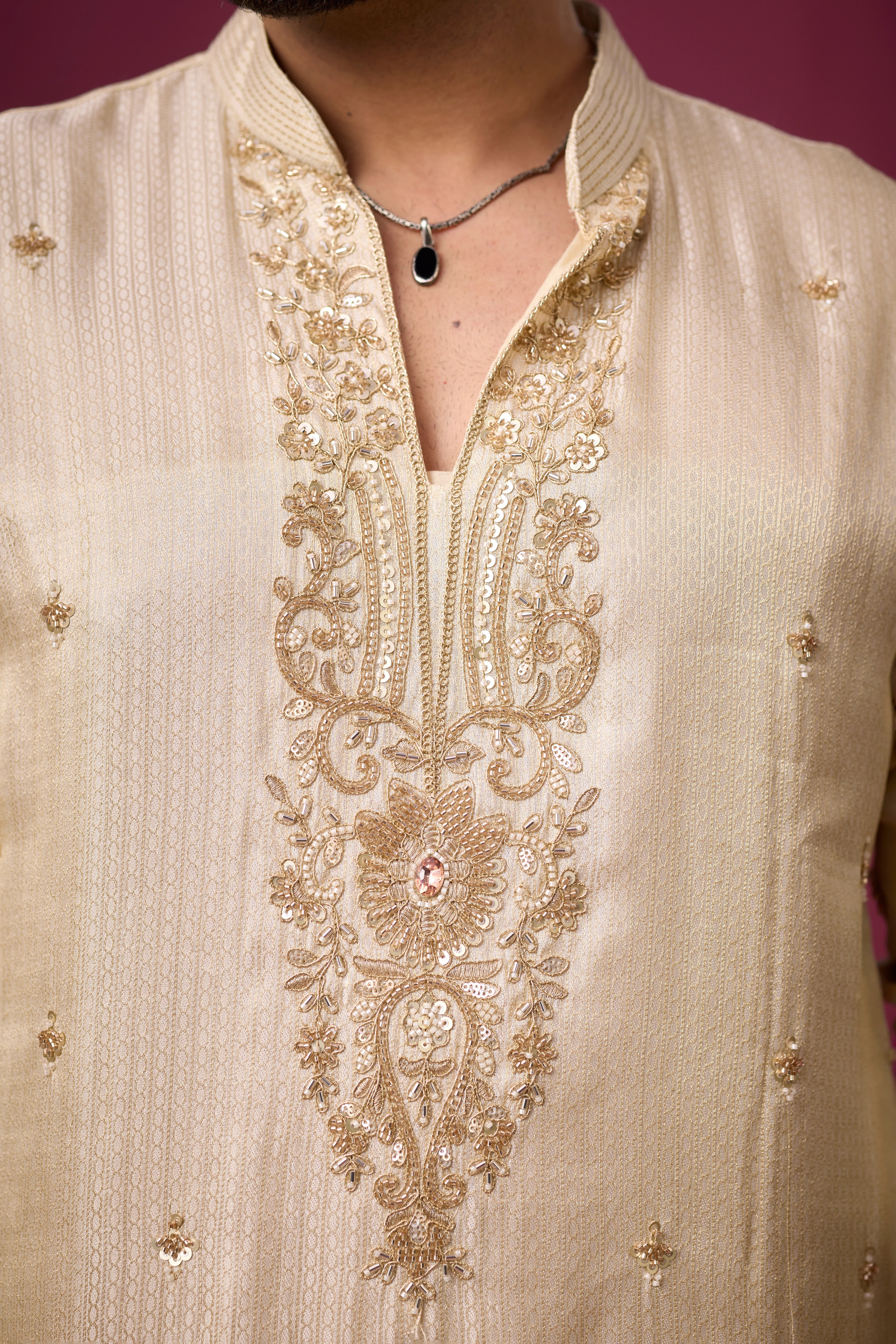 Ivory Regal Ornate Embroidered Kurta Set