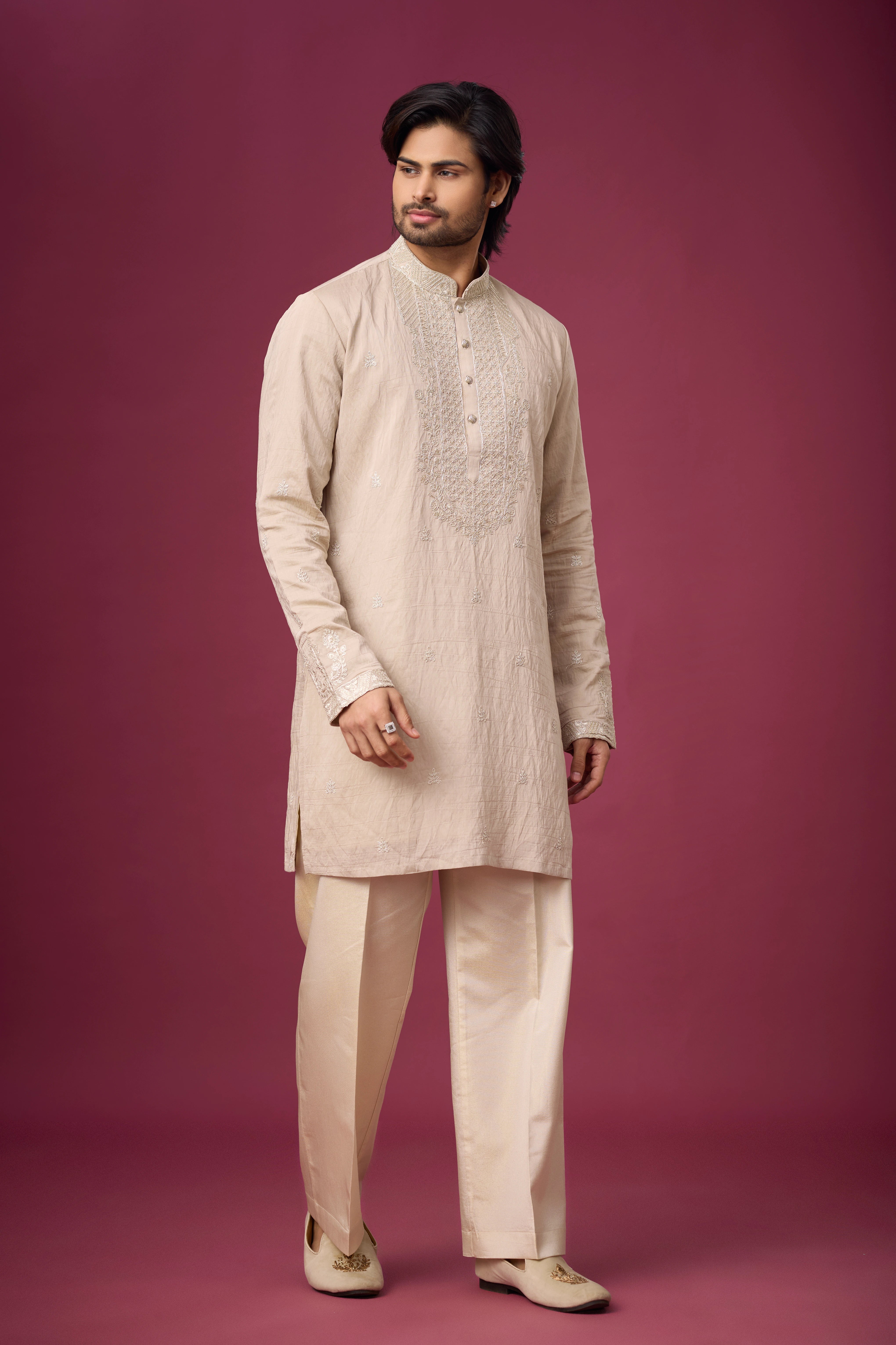 Draped Stole Kurta Set – Wedding & Festive Ethnic Wear | Mahavir NX