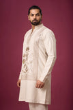 Vertical Floral Panel Ivory Kurta Set – Wedding & Festive Ethnic Wear | Mahavir NX