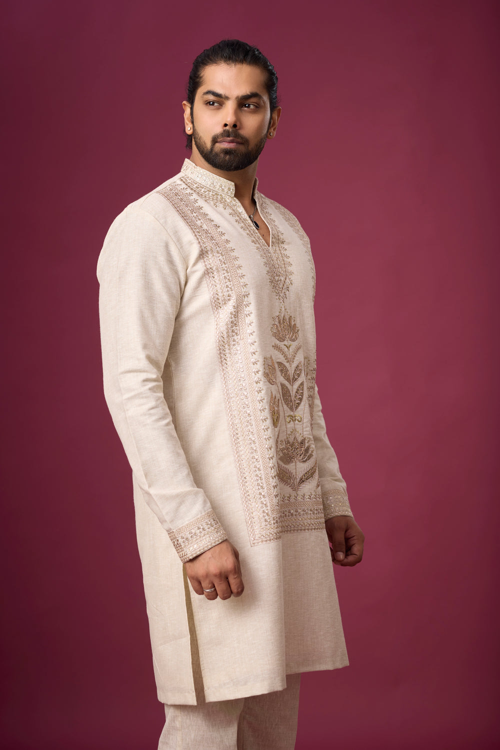 Buy Ivory Heritage Floral Kurta Set for Men Online India | Mahavir NX