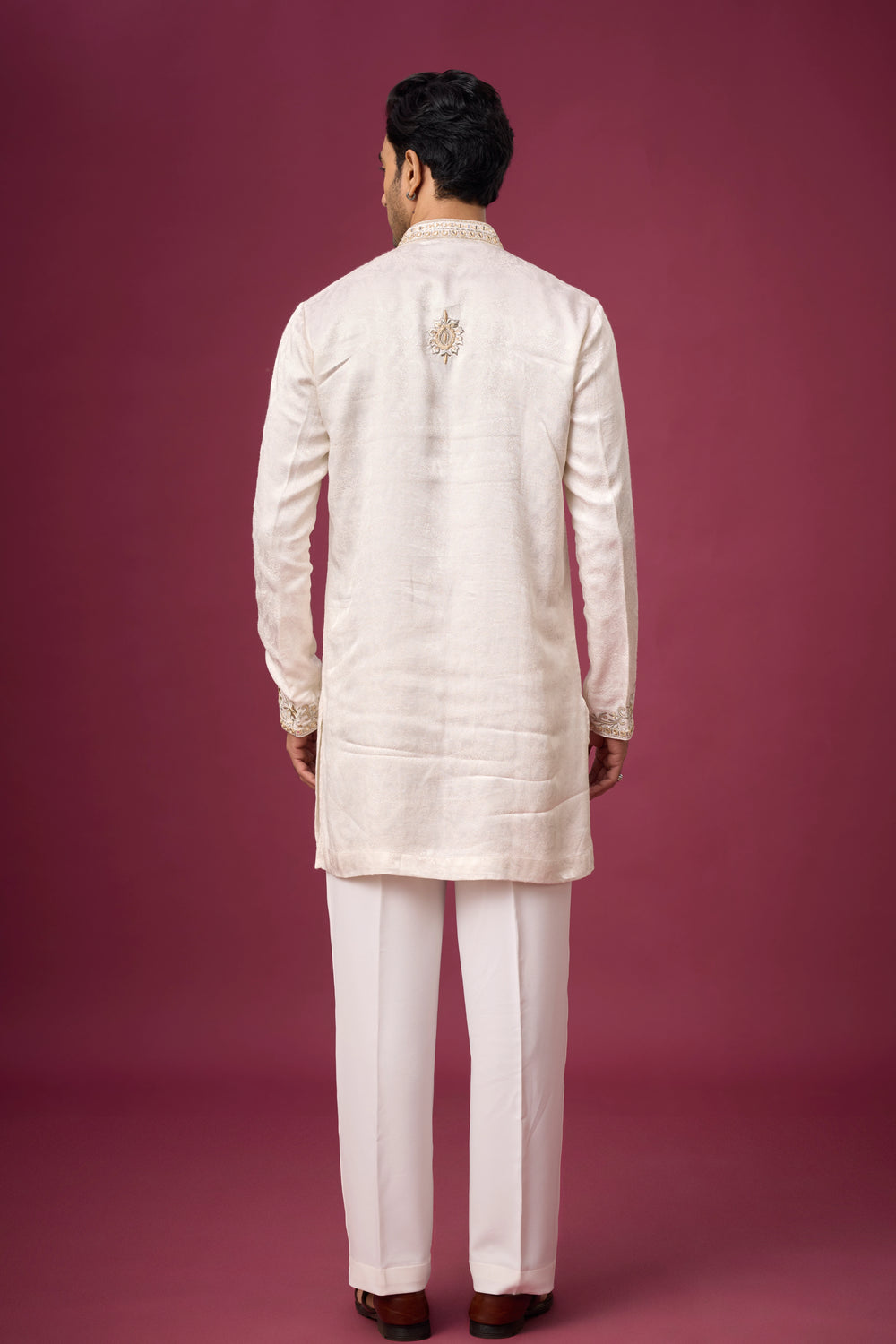 Regal Panel Ivory Kurta Pajama Set – Front View | Mahavir NX