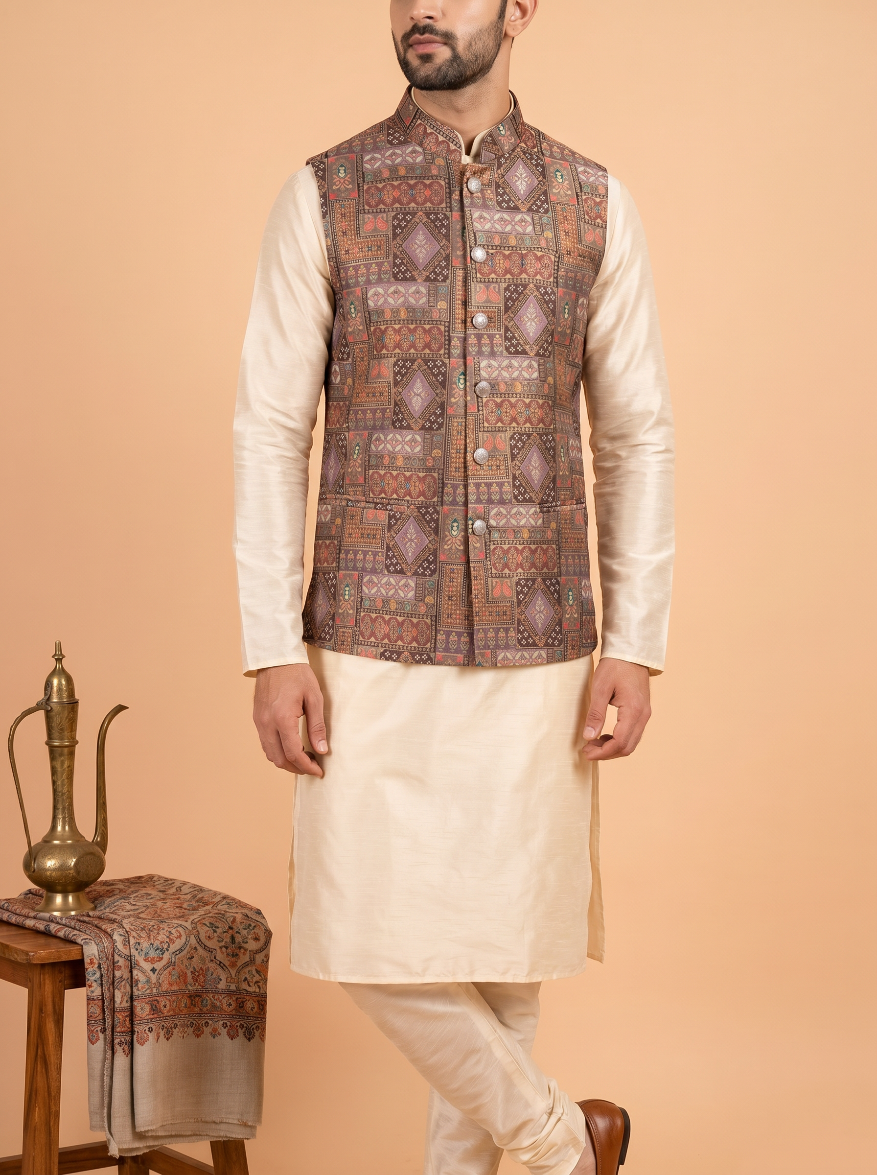 Heritage Mosaic Wedding Koti for Men