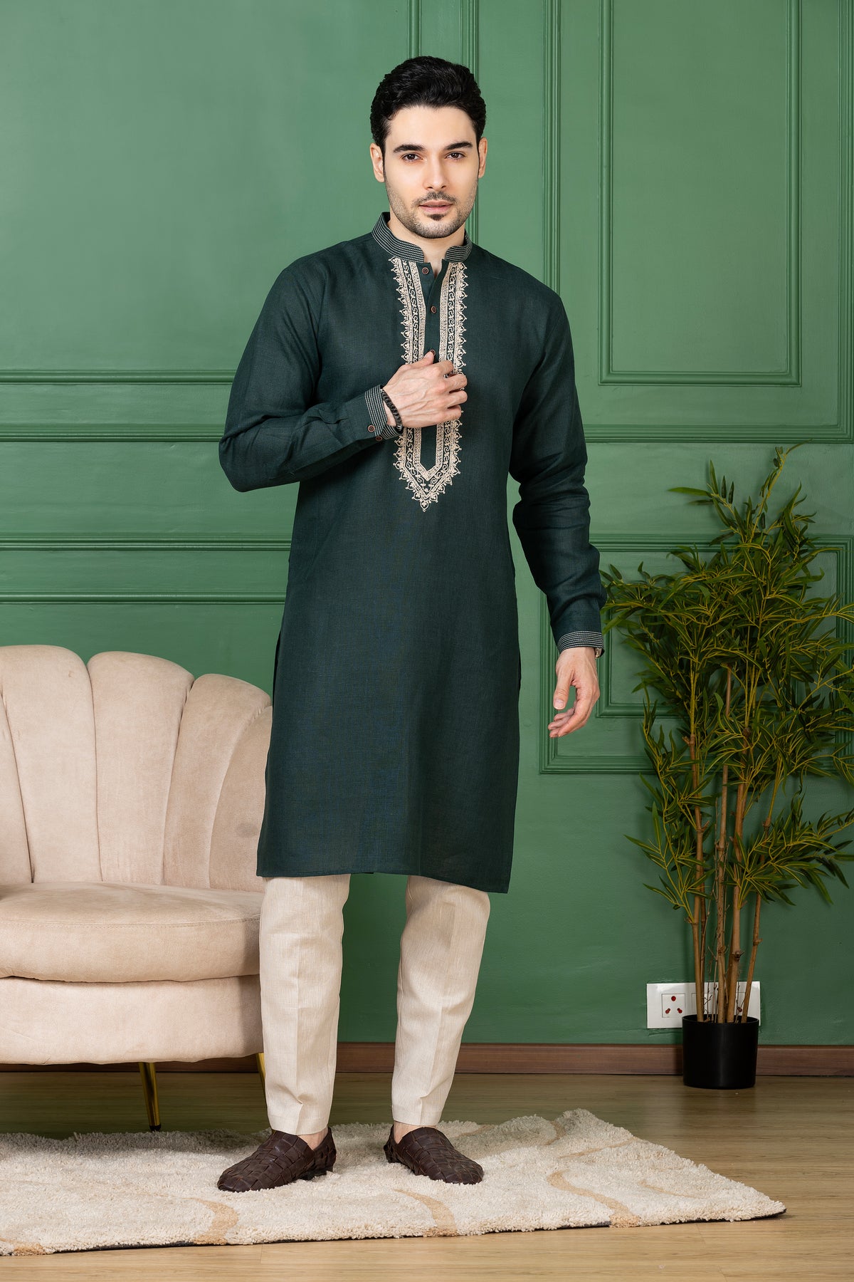 Buy linen wedding kurta