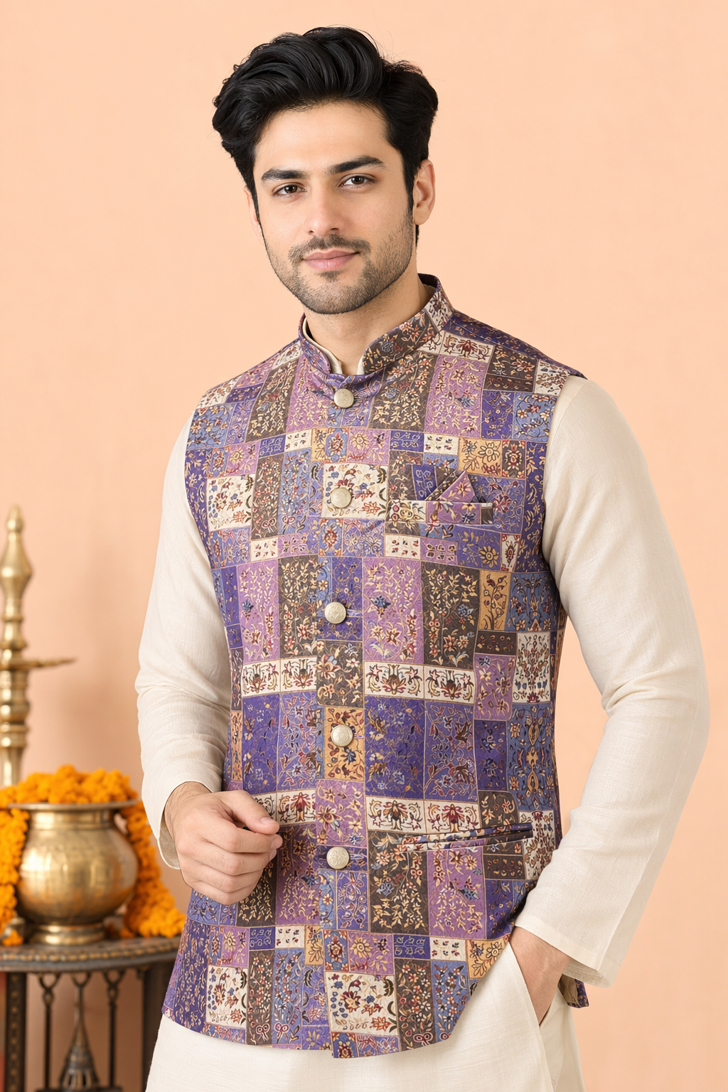 Printed Wedding Koti for Men