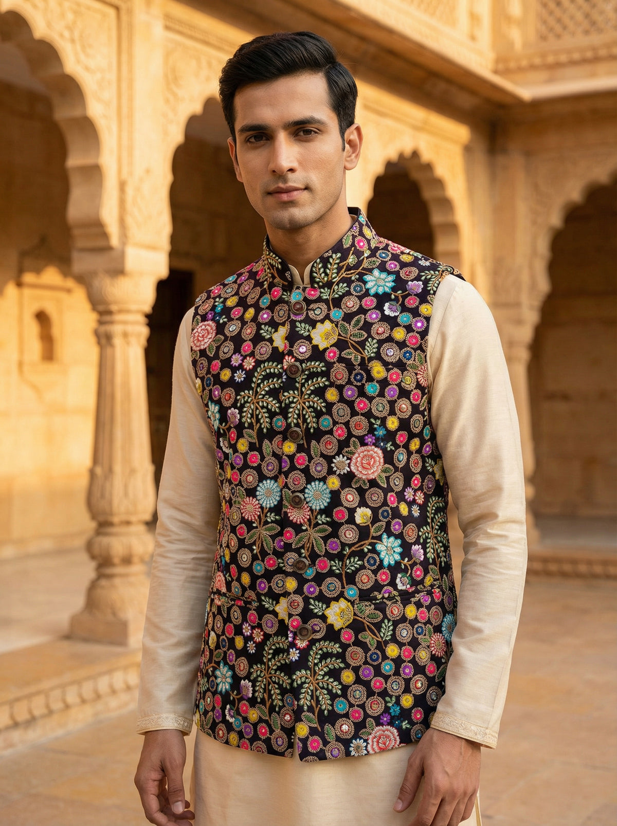 Buy embroidered nehru koti