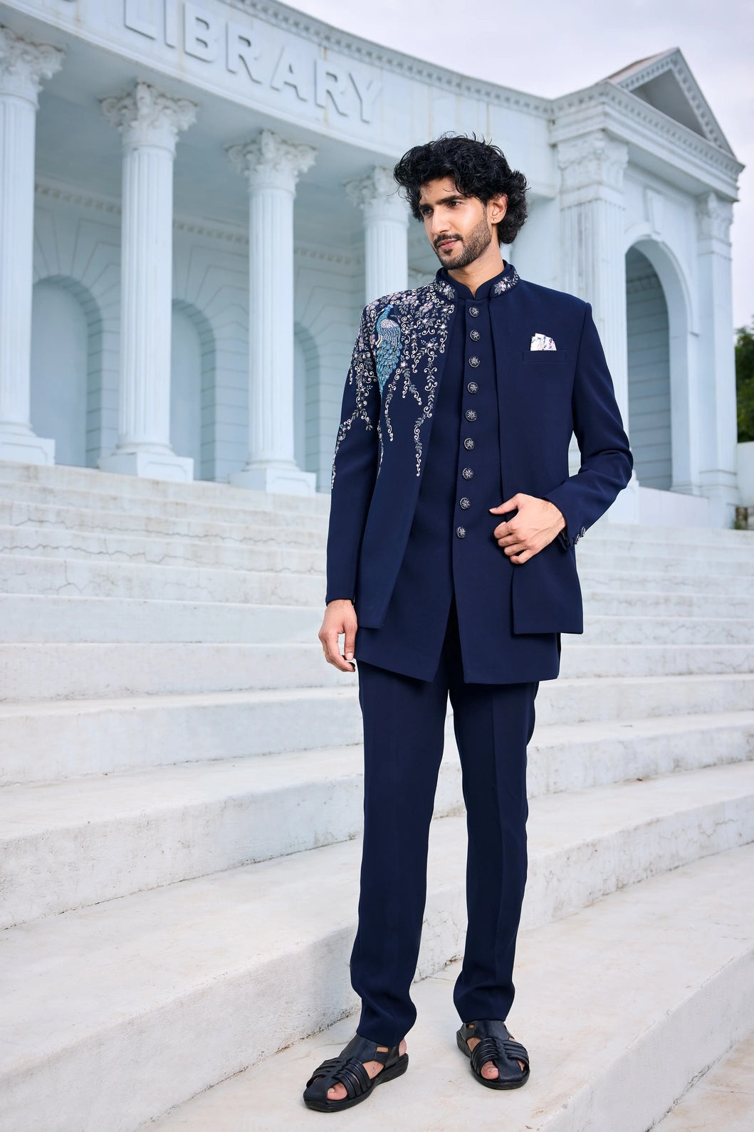 Mens peacock indo western