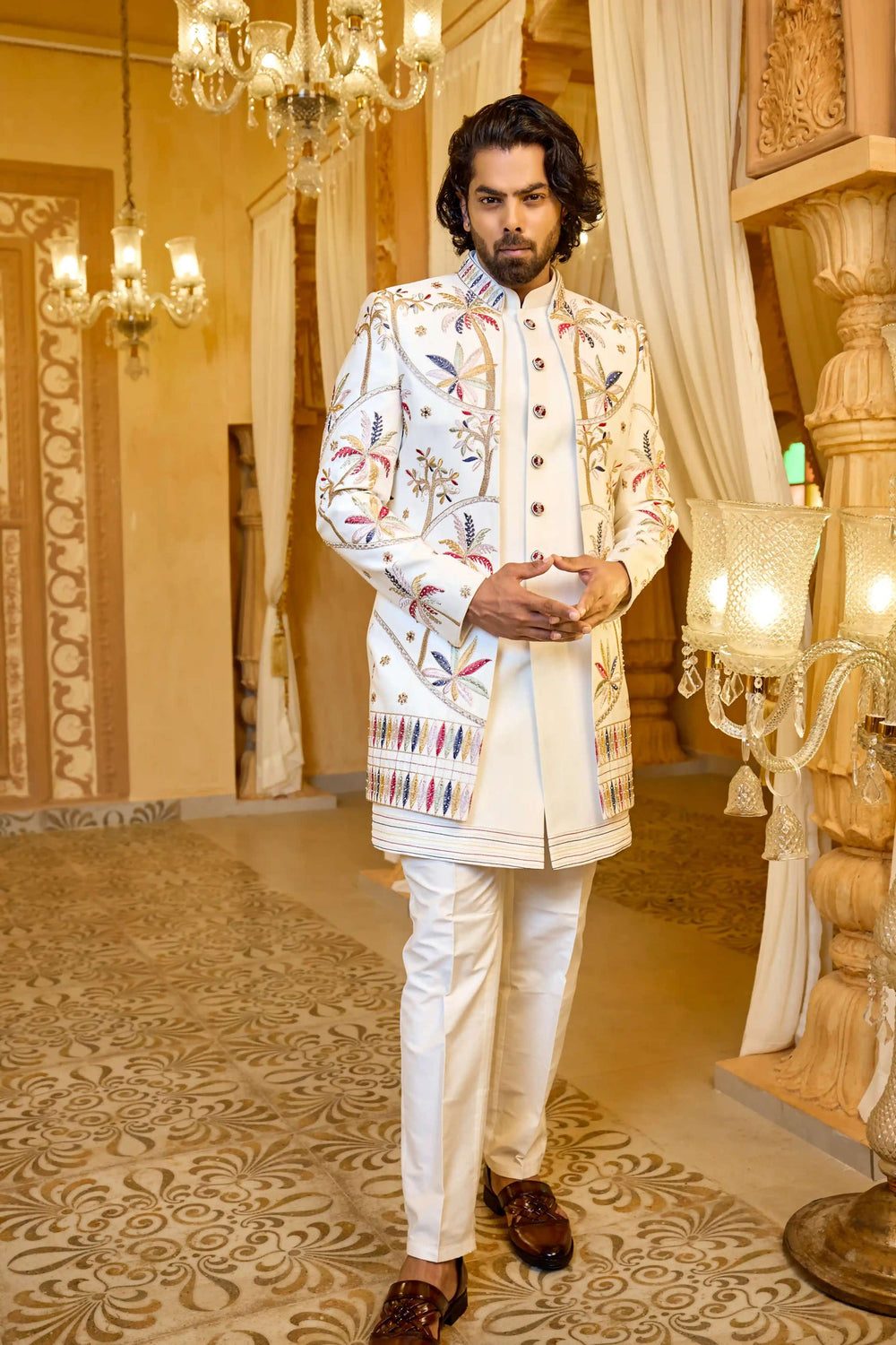 Wedding ivory indo western men