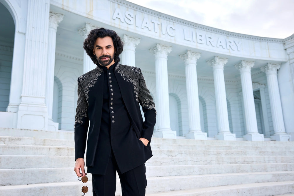 Designer Black Sherwani Style