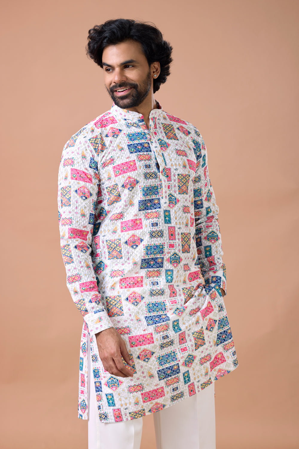 Cotton kurta white pants