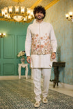Linen Floral Kurta Set Men