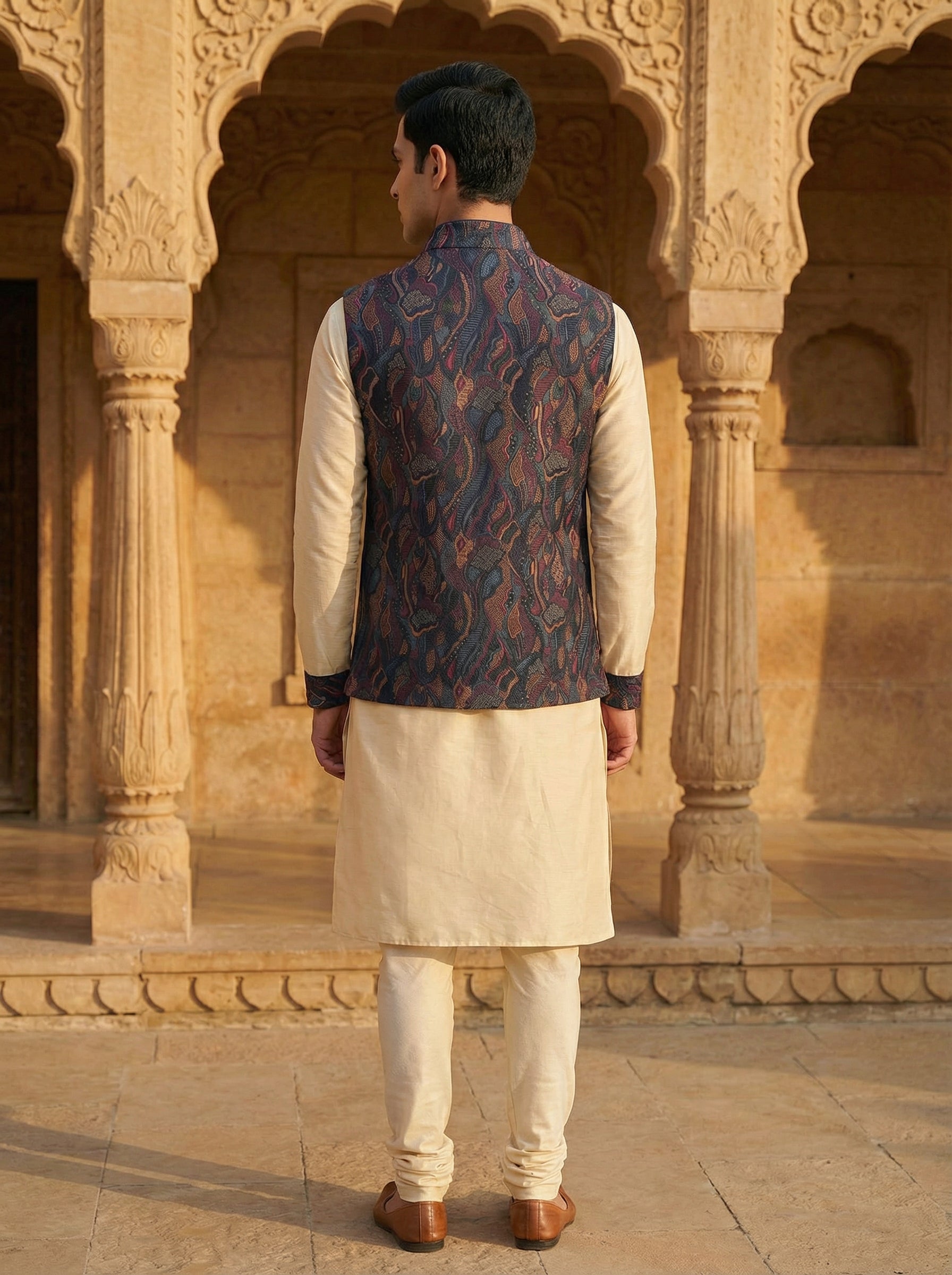 Mens woven Nehru jacket