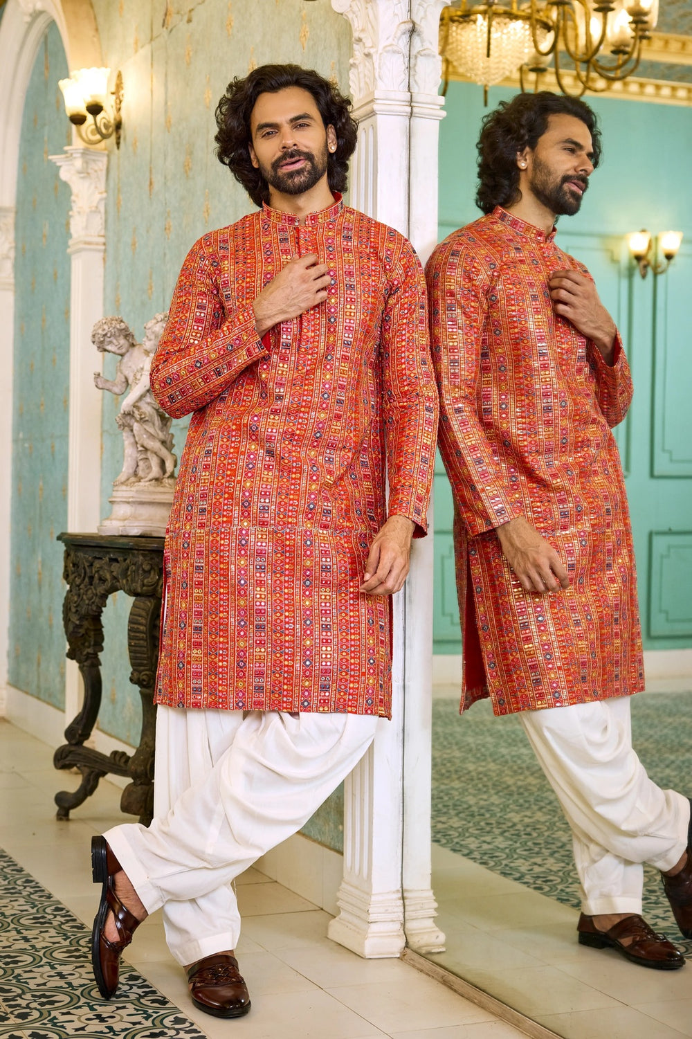 Multicolour ethnic kurta men