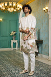 Printed jacket kurta set men