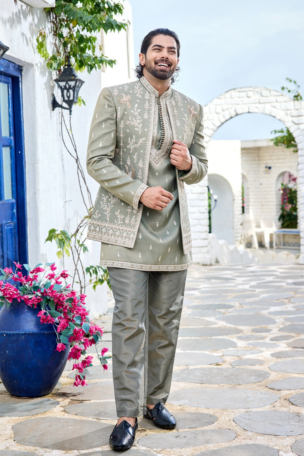 Gold Embroidery Sherwani Men