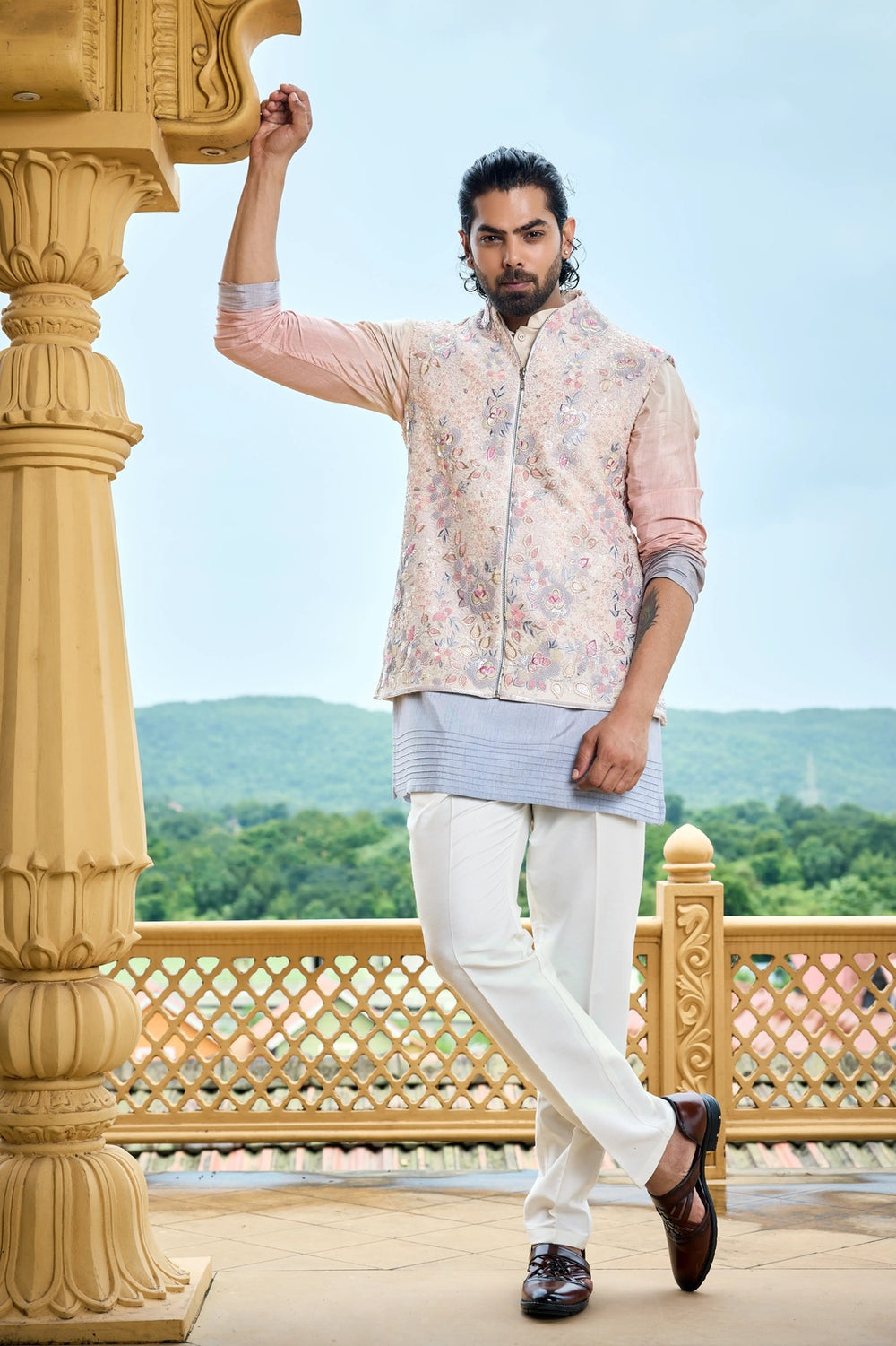 embroidered nehru jacket for men