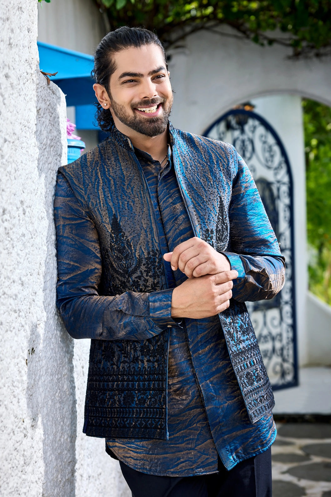 Men open jacket kurta set