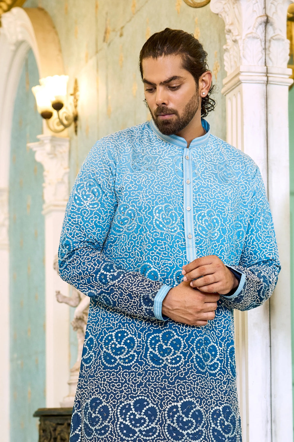 Men embroidered kurta set