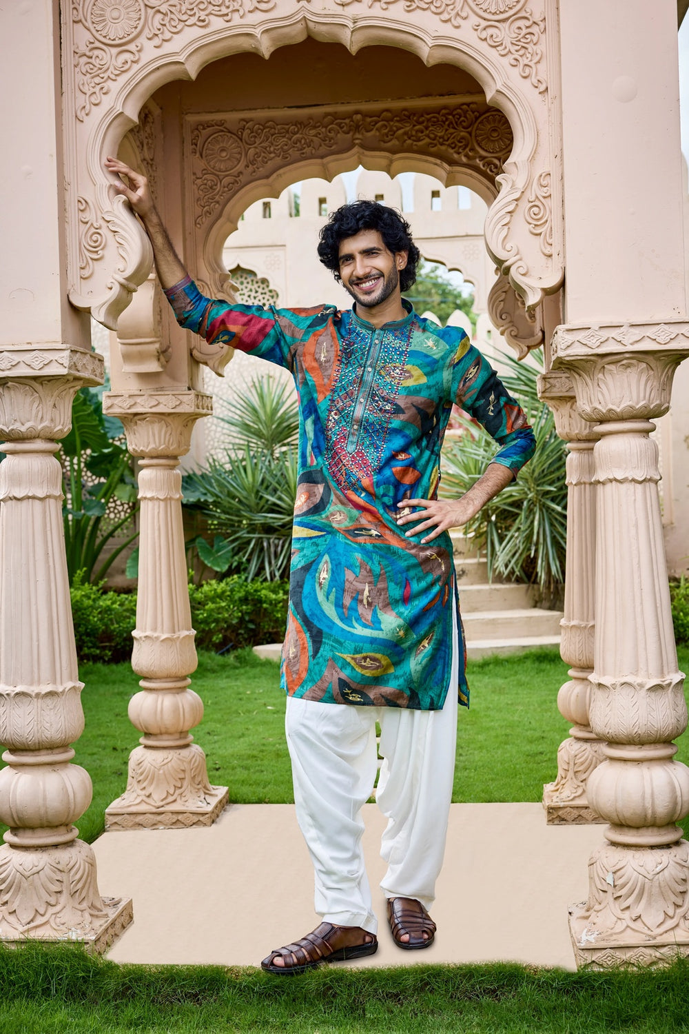 Mirror work kurta men