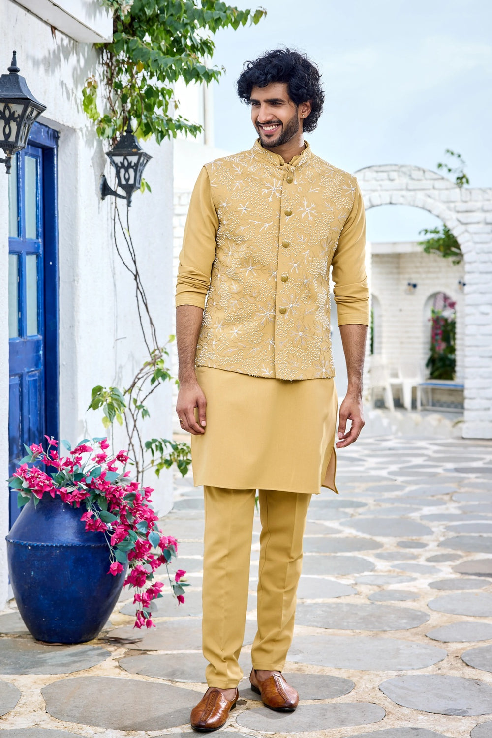Buy Haldi embroidered jacket kurta