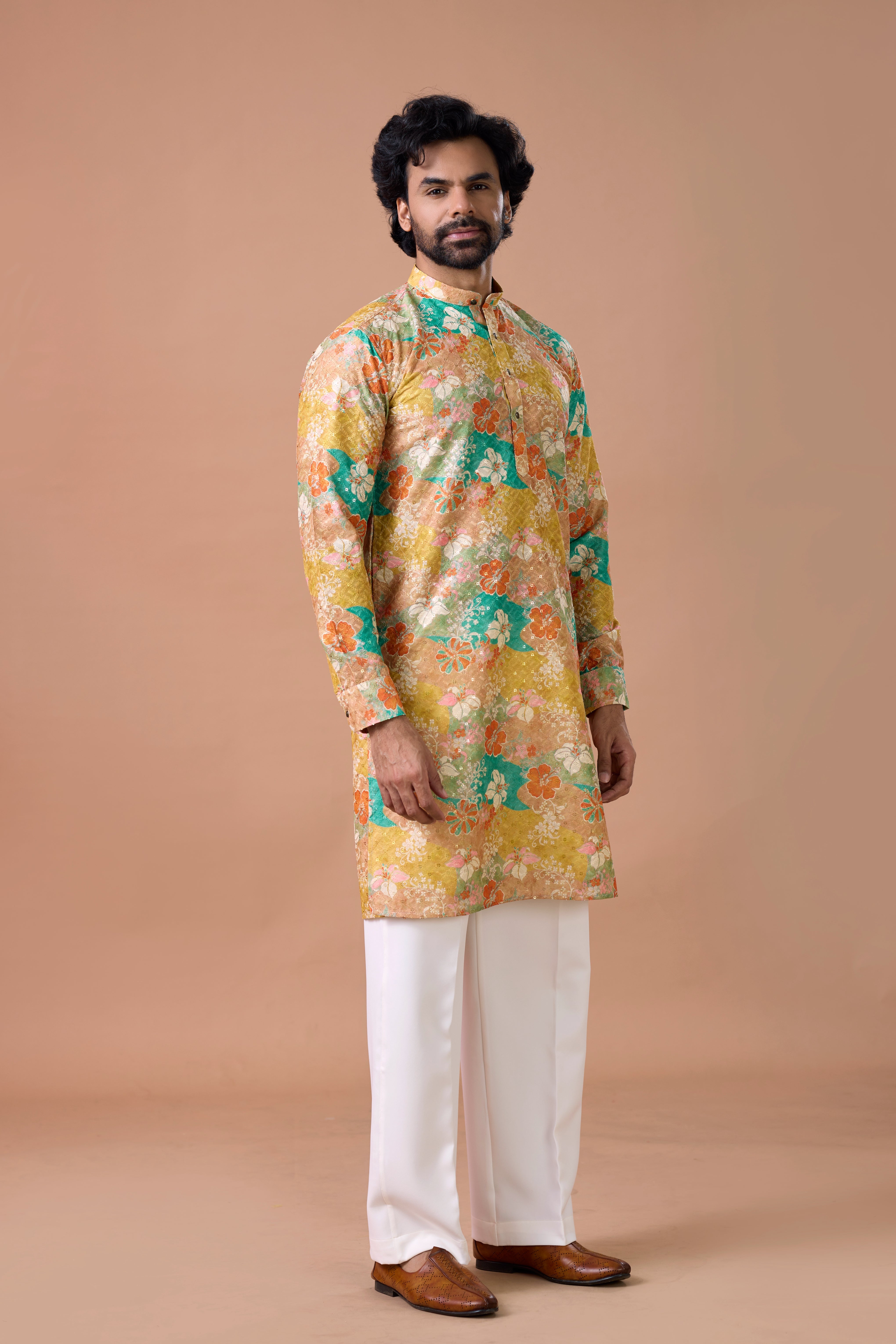 buy printed kurta set men