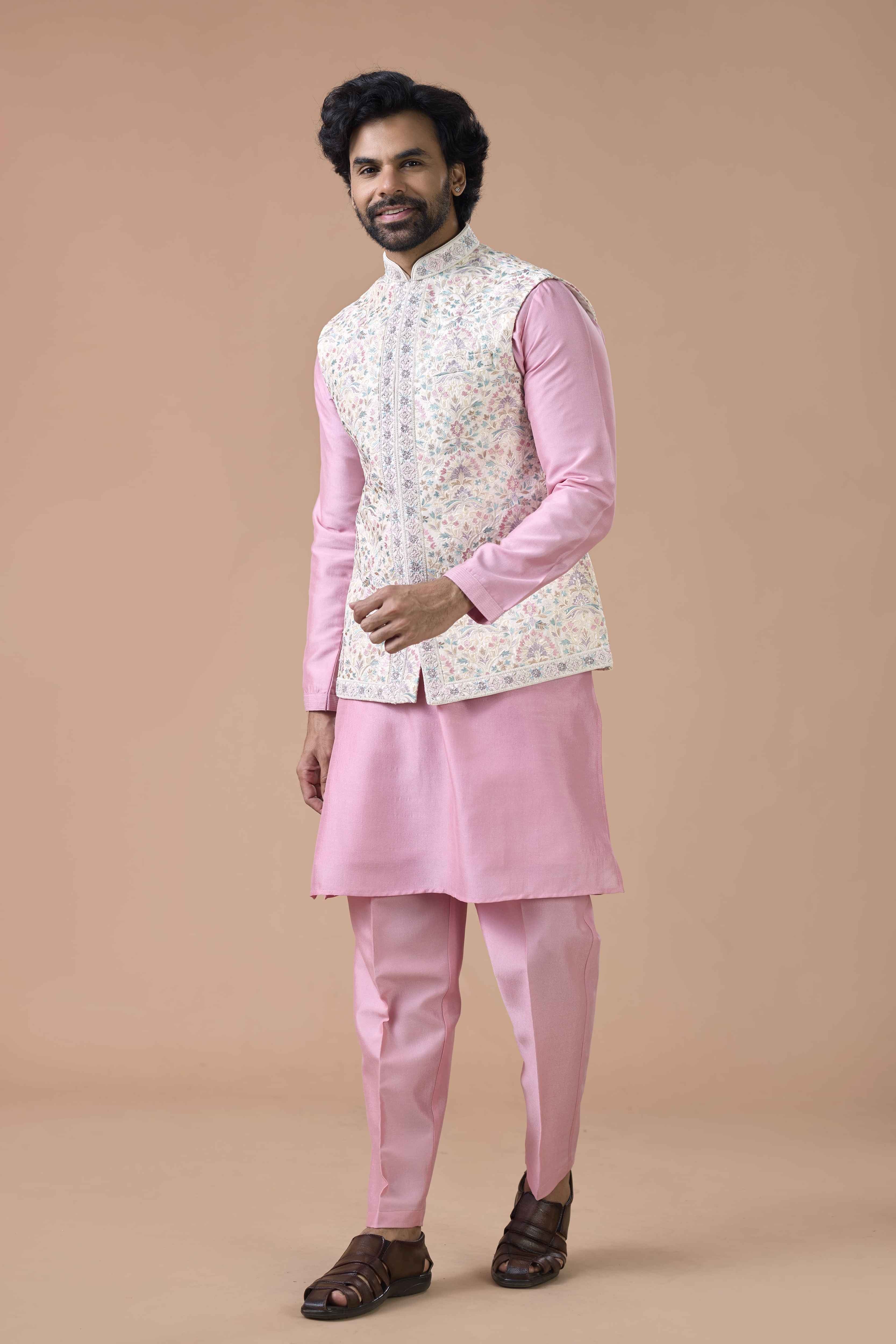 men floral kurta set