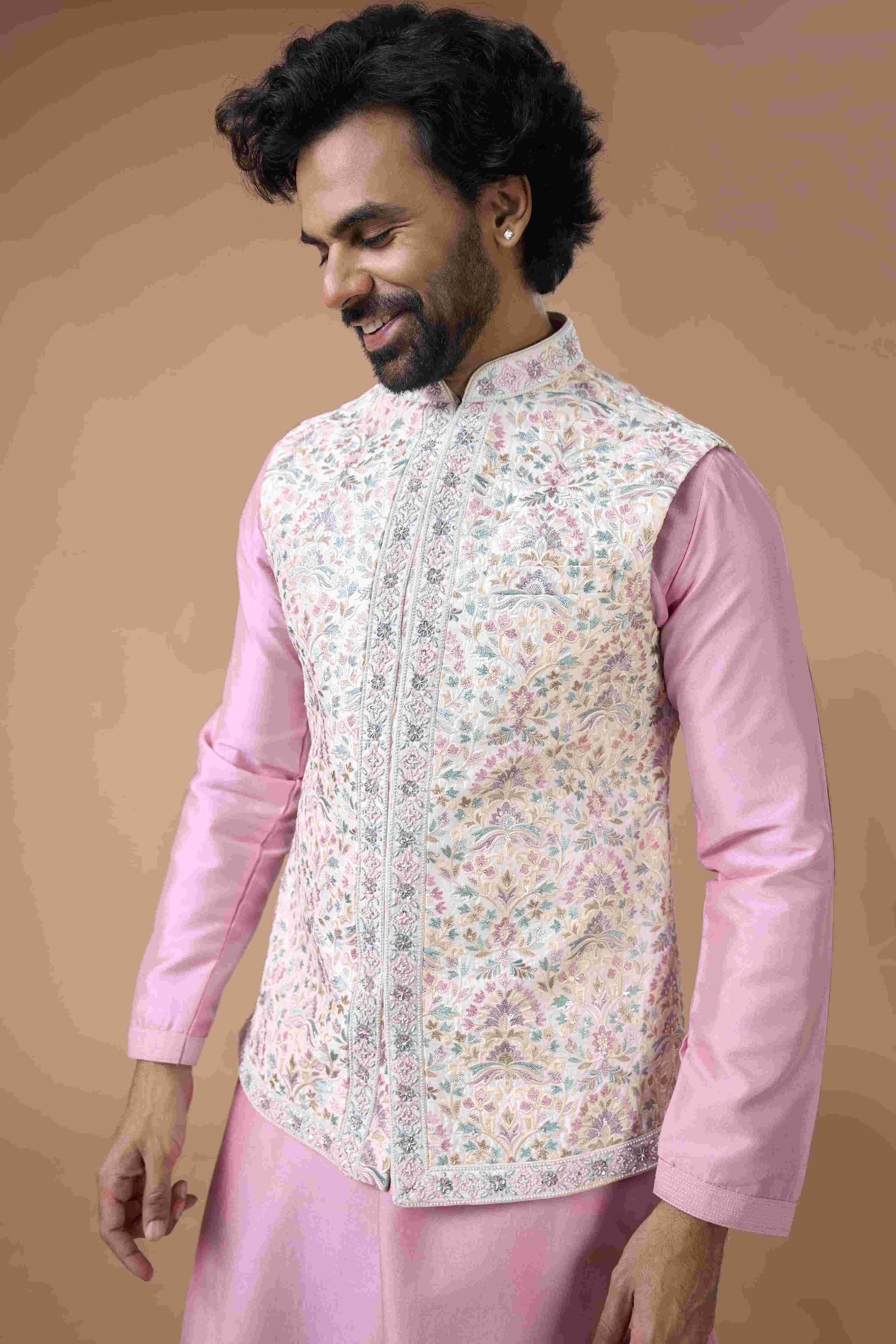 floral jacket kurta men