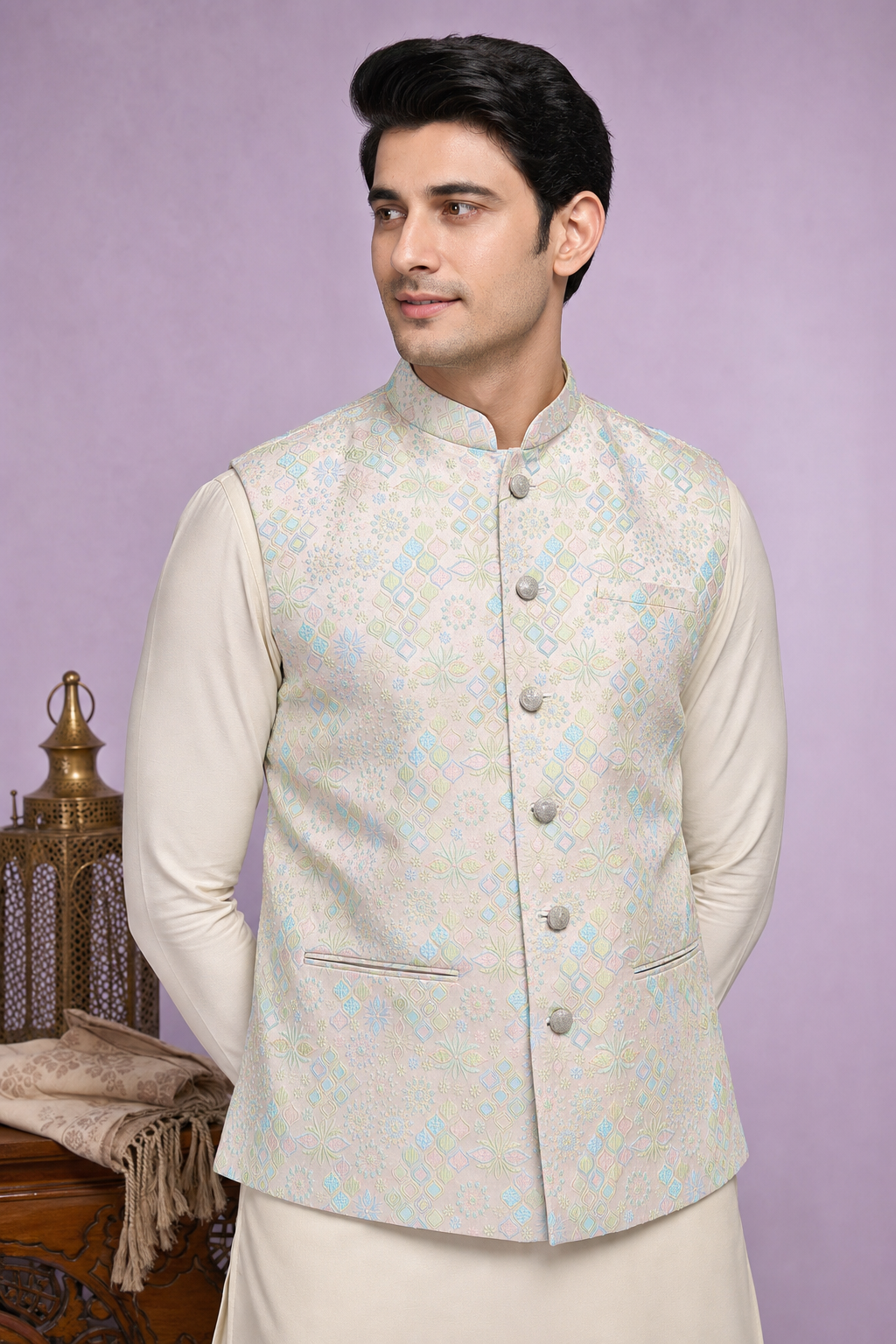 Pastel Prism Wedding Koti for Men