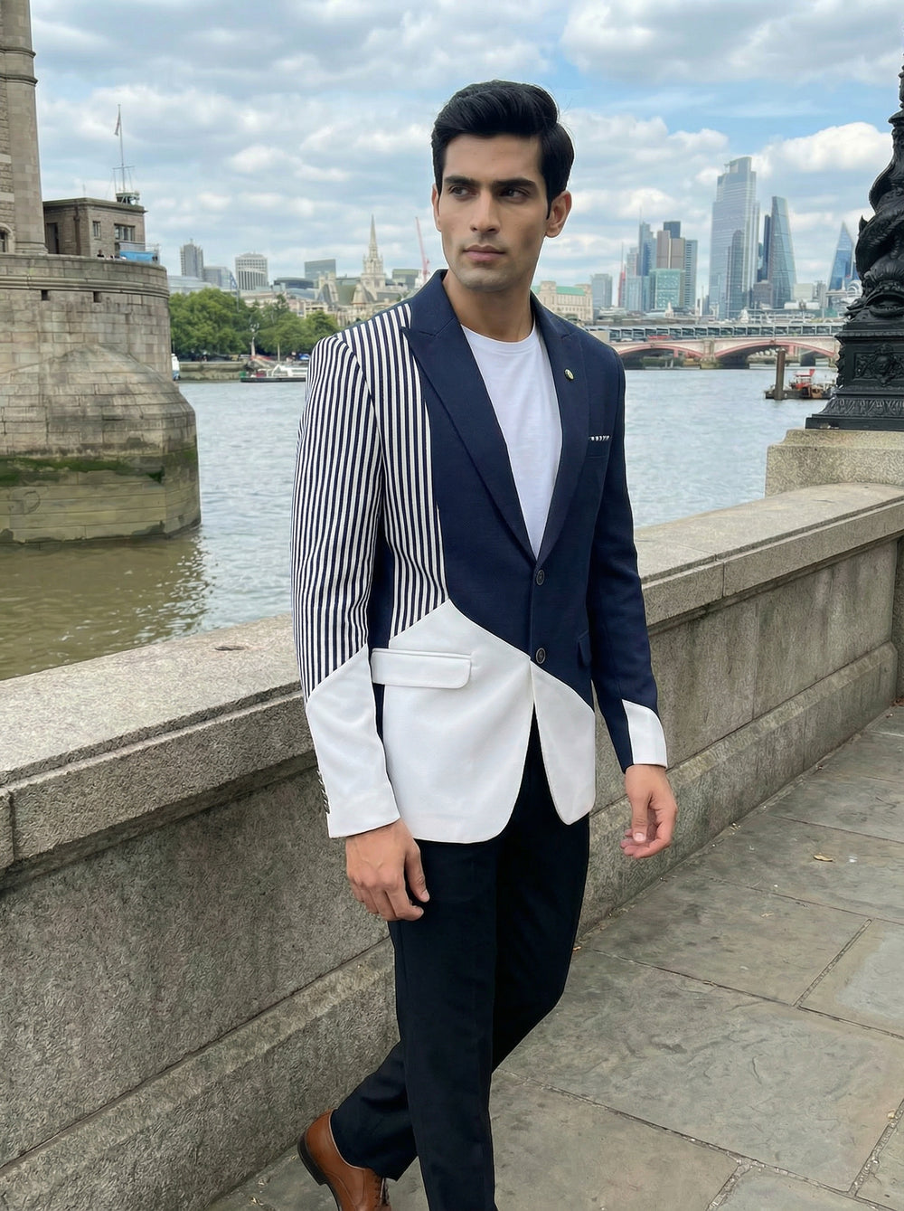 mens striped designer blazer