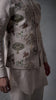 Beige Linen Kurta Set with Embroidered Nehru Jacket