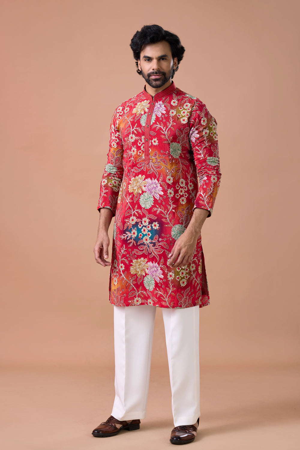 Men embroidered wedding kurta