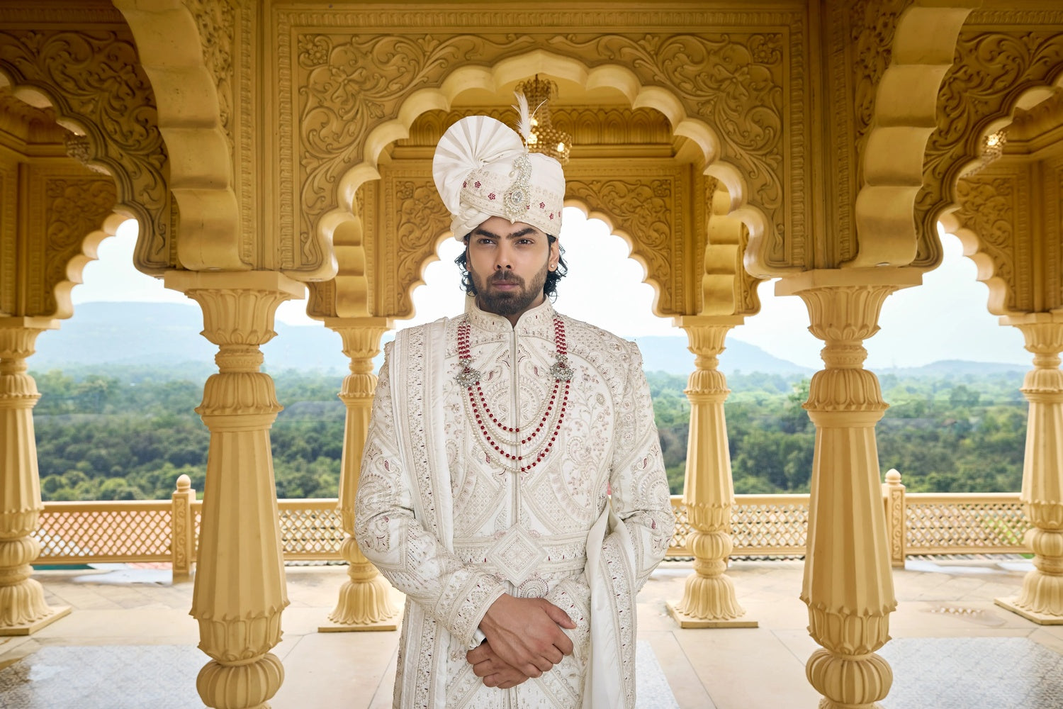Groom maroon sherwani outfit