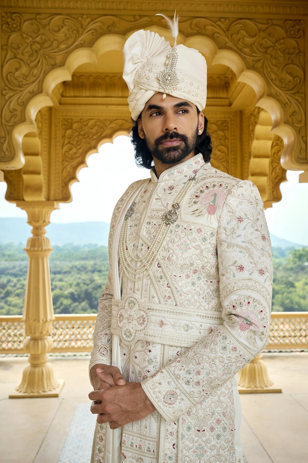 Embroidered wedding sherwani men