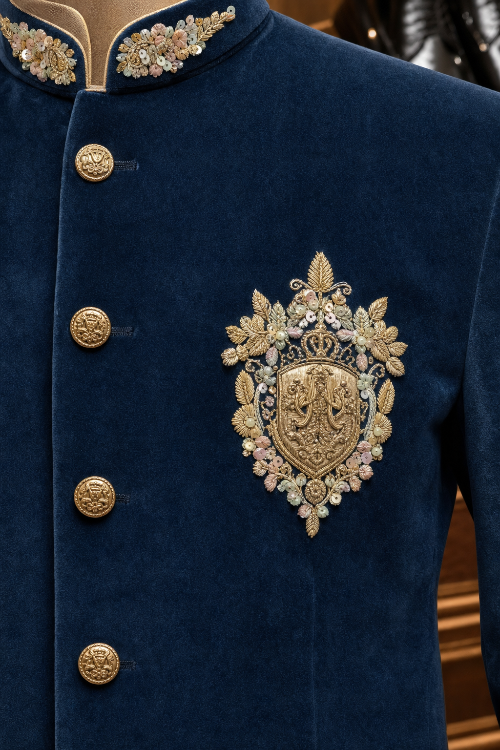 Royal Teal Blue Embroidered Jodhpuri Suit for Men