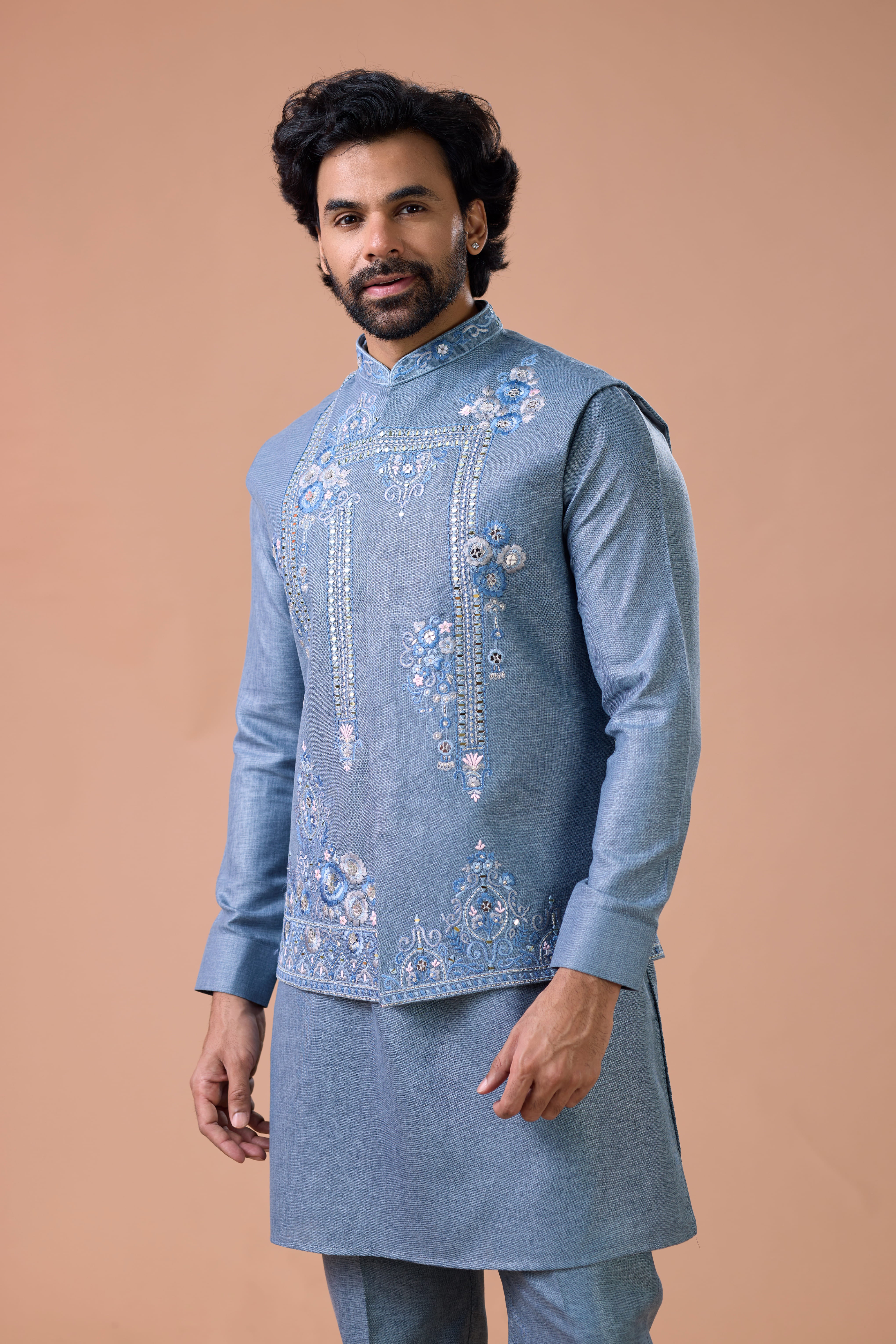 Designer Men’s Jacket Kurta Set