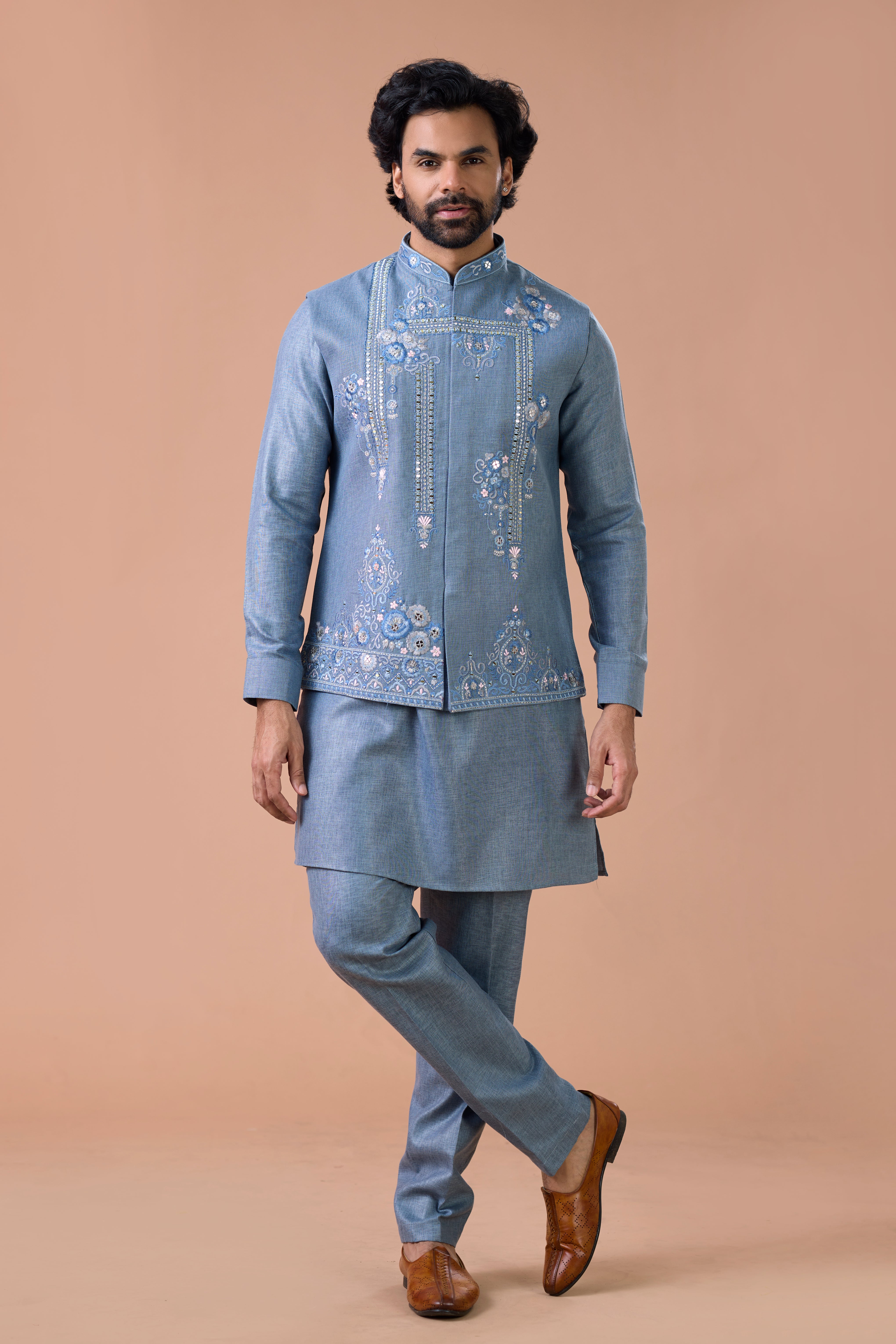 Buy Men’s Embroidered Nehru Jacket Set