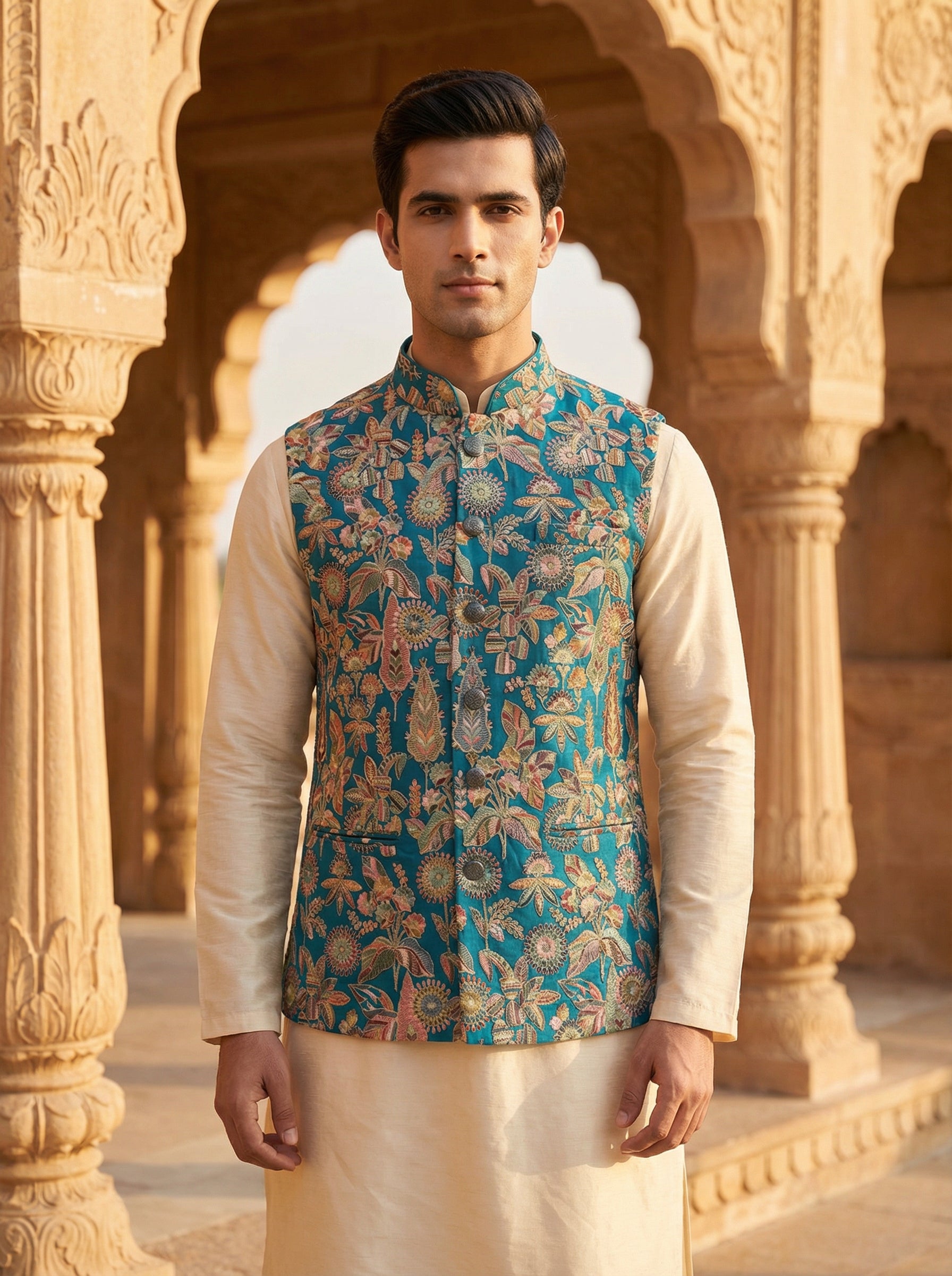 Buy embroidered Nehru koti