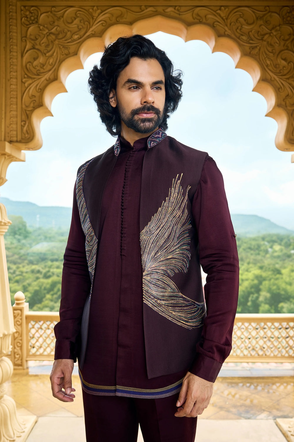 party wear jacket kurta set
