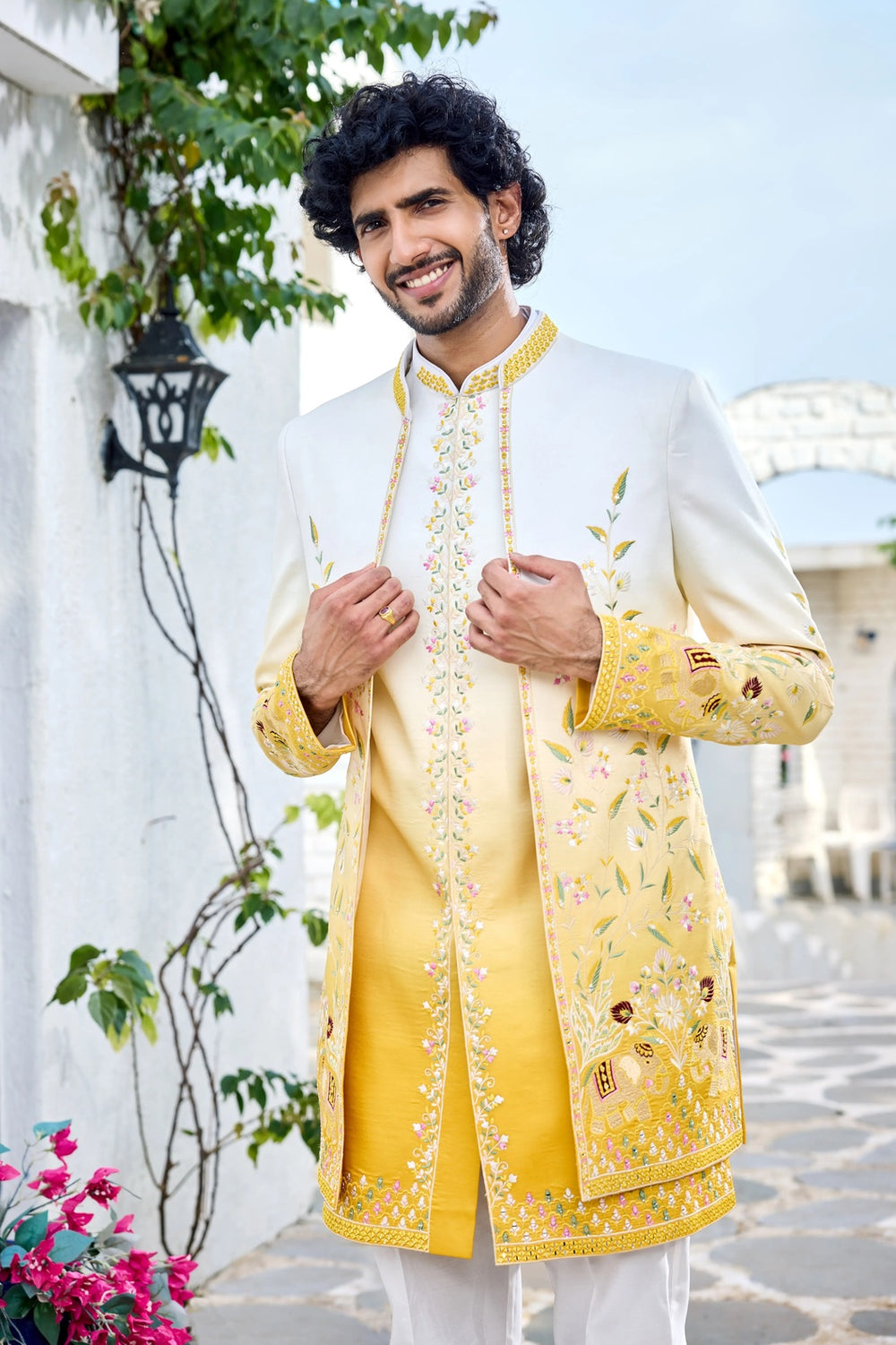 Floral hand work mens outfit