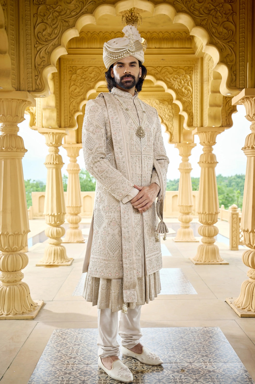Designer Pearl Work Sherwani