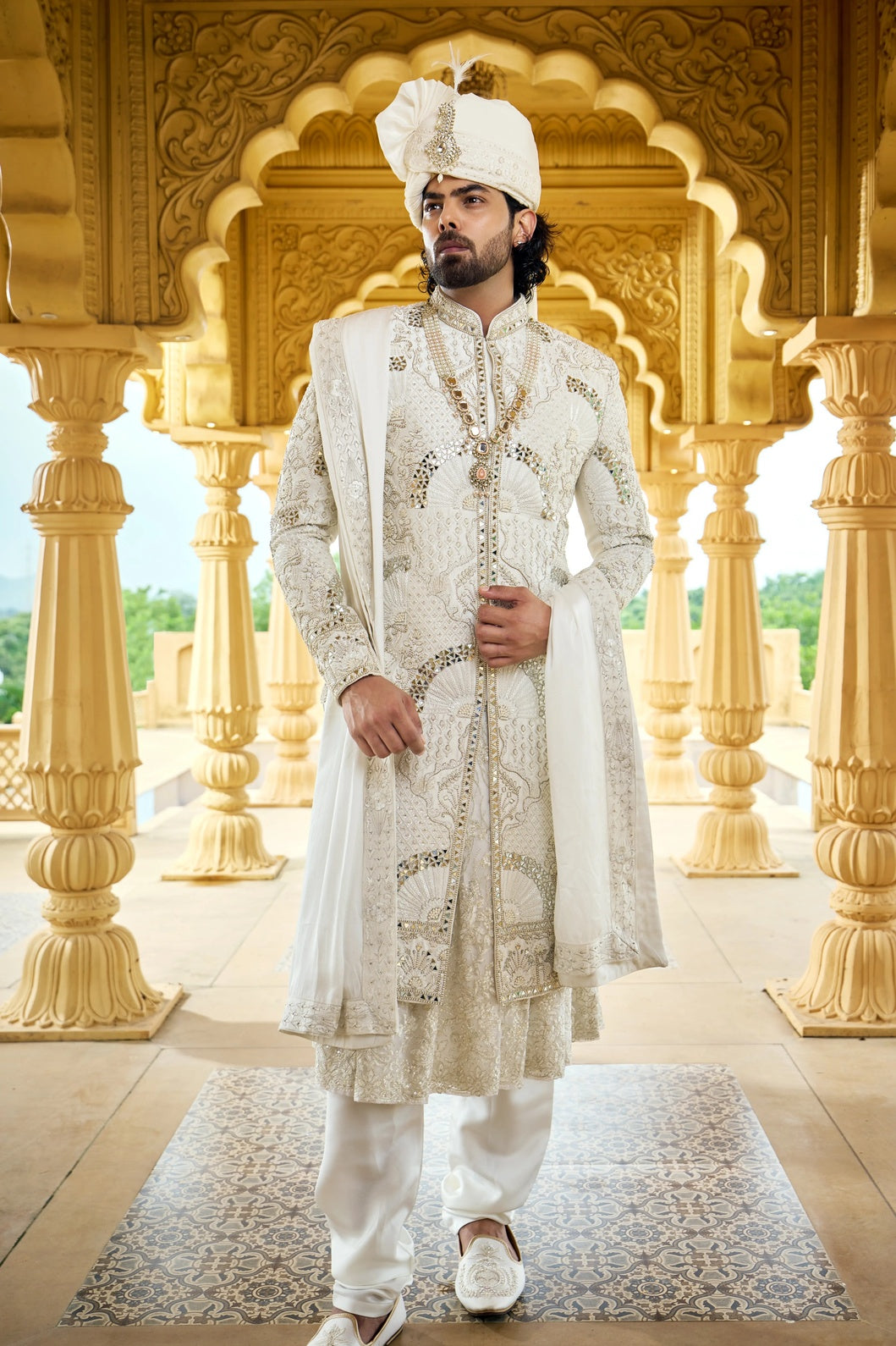 Men Mirror Work Sherwani